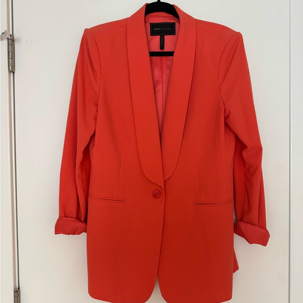 BCBGMaxAzria Orange Tailored Blazer with Shawl Collar